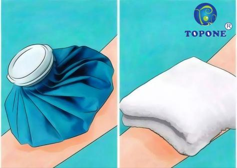 Towel wrapped in ice cold compress